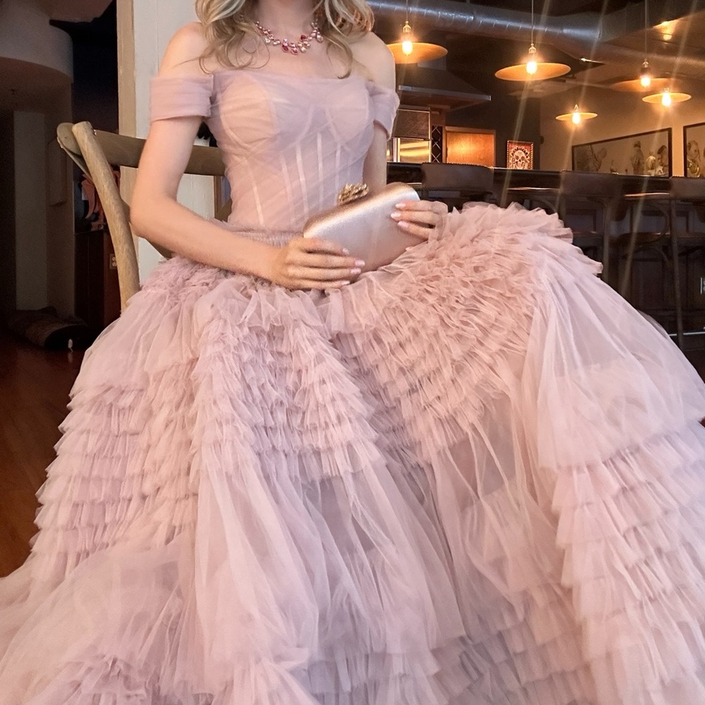 Milla Elegant Pink Off-Shoulder Gown